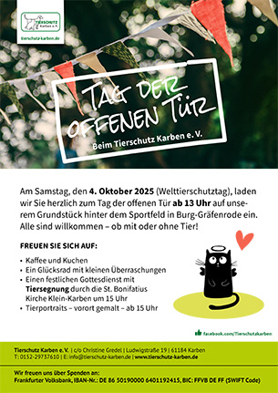 Tierschutz Karben Tag der offenen Tür 4.10.2025